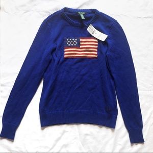 NWT Ralph Lauren Crewneck American Flag Sweater